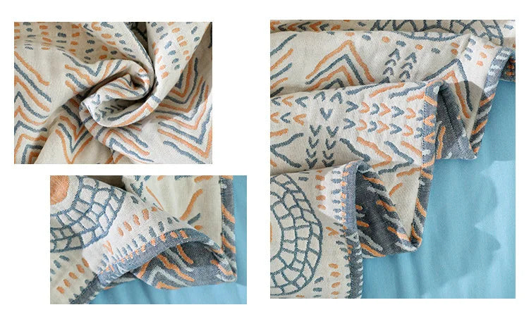 Bohemia Throw Blanket For Beds Cotton Cover Four Seasons Sofa Blanket Oversized Summer Gauze Cool Quilt Double Bedspread
