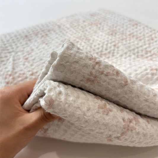 3PCS Waffle Floral Bed Sheets Set Cotton Fitted Sheet Non Slip Bedspread Mattress Cover Double Bed Sheet Christmas Gift Decor