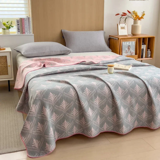 New cotton three-layer yarn towel quilt pure cotton office lunch break blanket sofa cover blanket shawl blanket Xia Liang quilt