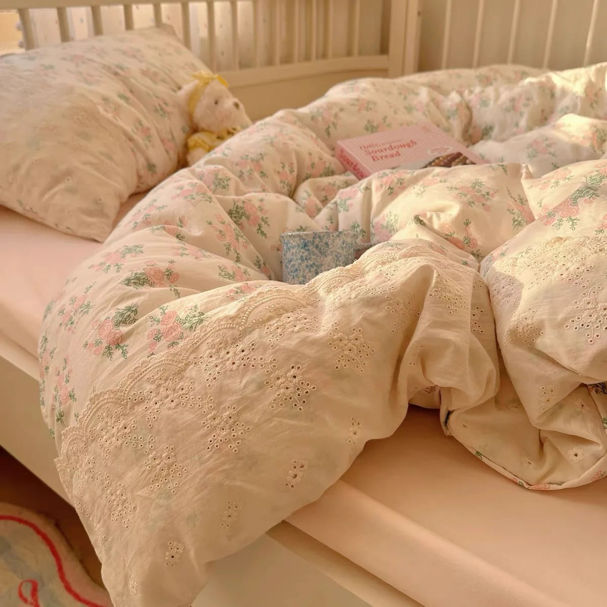 French Cotton Muslin Bedding Set Washed Double Layer Duvet Cover Bed Linen Summer Breathable Sheets Cozy Skin Friendly