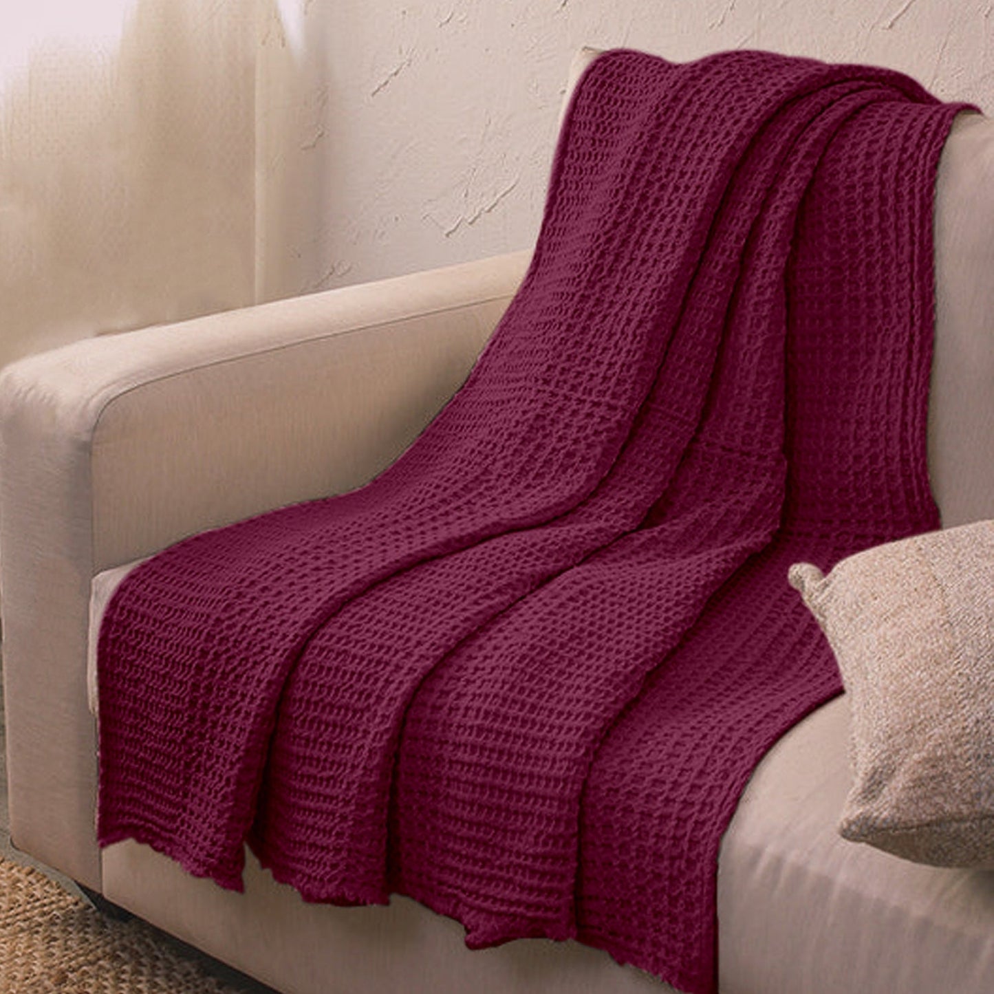 Linen Cotton - Waffle Weave Throw Blanket