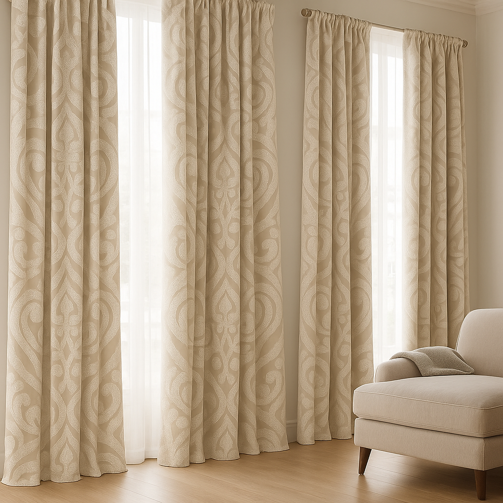 Luxury Linen Damask Jacquard Curtains – Made-to-Measure | Blackout / Cotton Lined