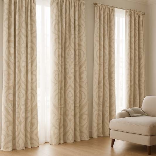 Luxury Linen Damask Jacquard Curtains – Made-to-Measure | Blackout / Cotton Lined