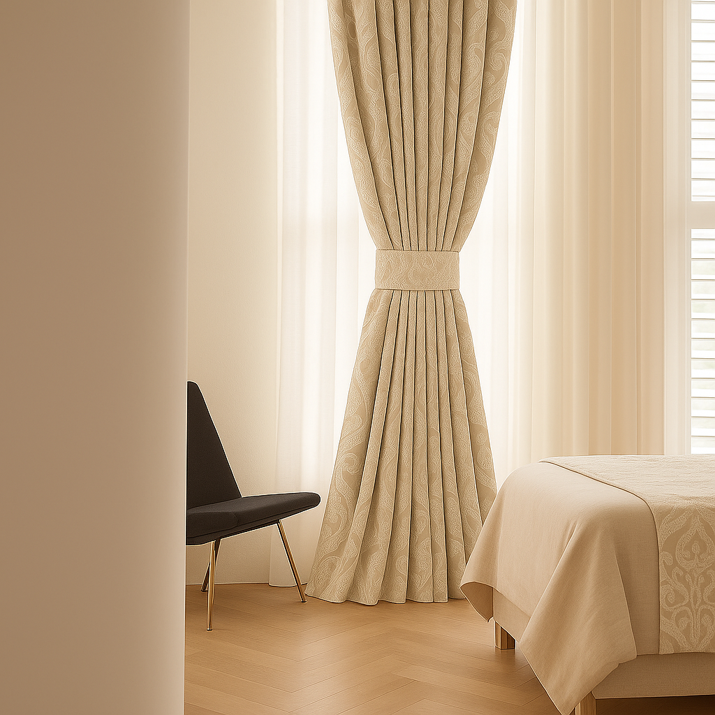 Luxury Linen Damask Jacquard Curtains – Made-to-Measure | Blackout / Cotton Lined