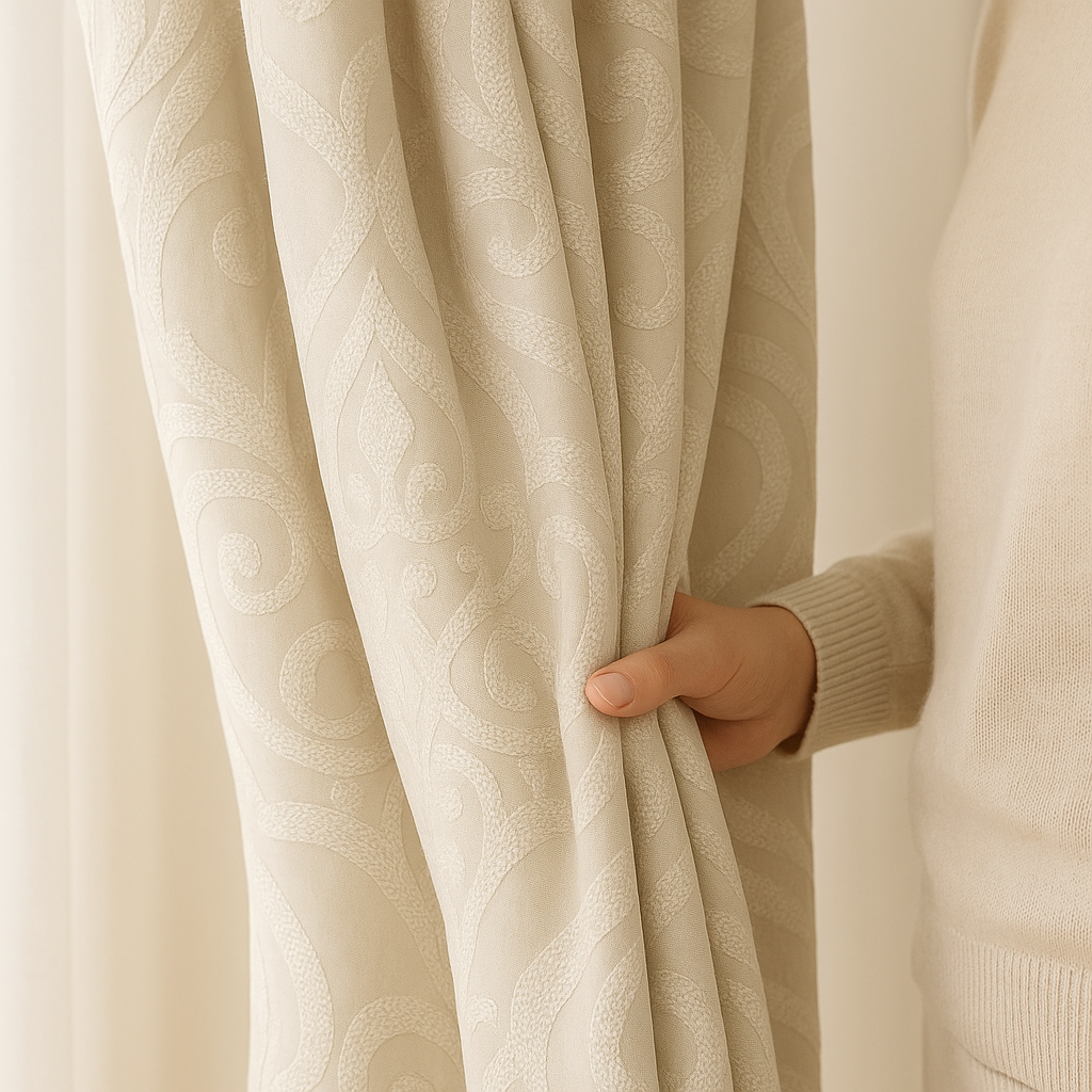 Luxury Linen Damask Jacquard Curtains – Made-to-Measure | Blackout / Cotton Lined