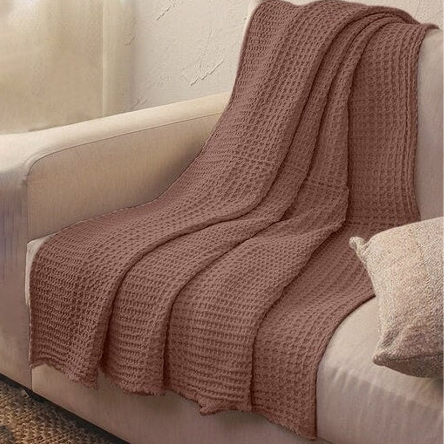 Linen Cotton - Waffle Weave Throw Blanket