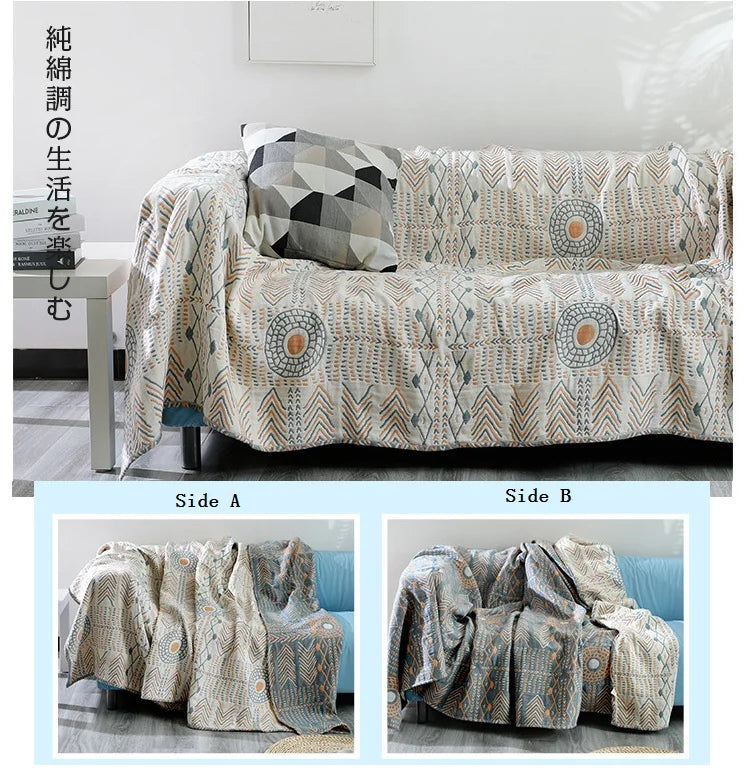 Bohemia Throw Blanket For Beds Cotton Cover Four Seasons Sofa Blanket Oversized Summer Gauze Cool Quilt Double Bedspread