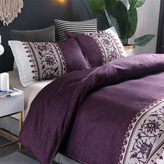 Luxury Bedding Sets King Flower Bed Linen High Quality Duvet Cover Set Queen Purple Bed Comforter