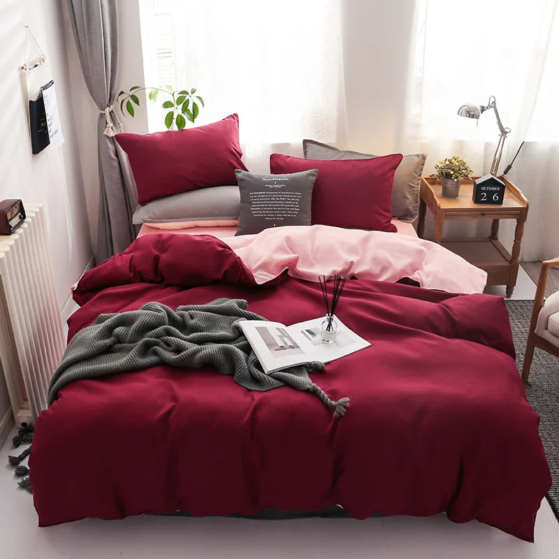 4 Piece Bedsheet All-season Solid Bedding Set Complete Polyester Bed Sheets