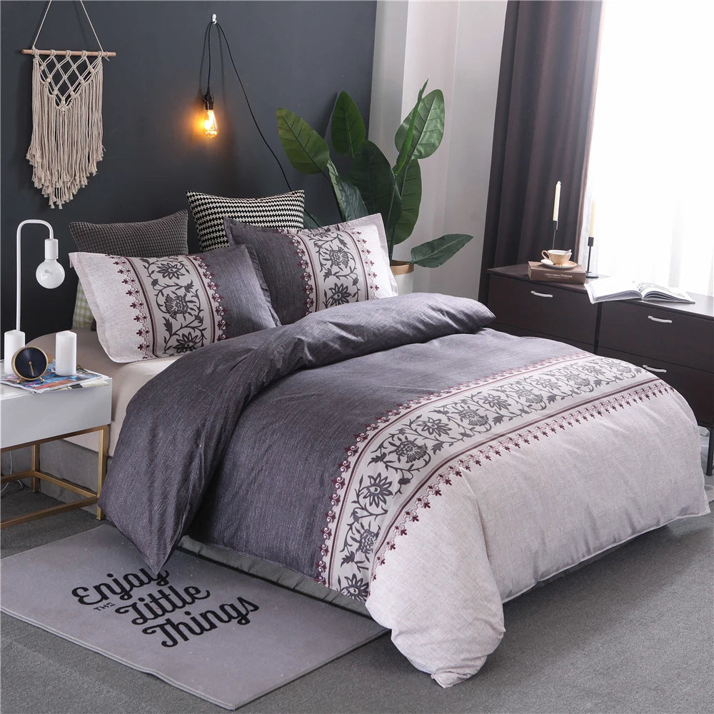 Luxury Bedding Sets King Flower Bed Linen High Quality Duvet Cover Set Queen Purple Bed Comforter