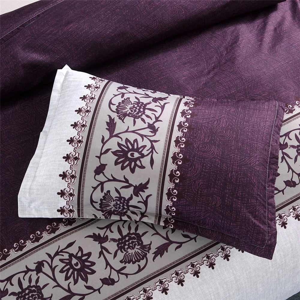 Luxury Bedding Sets King Flower Bed Linen High Quality Duvet Cover Set Queen Purple Bed Comforter