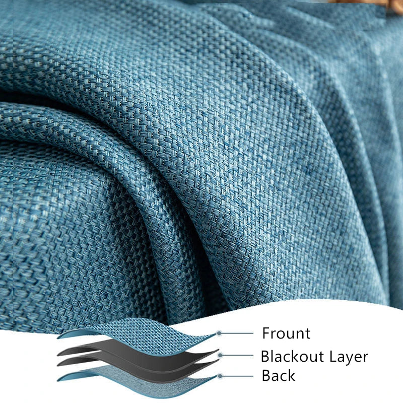Custom Made Faux Linen Curtain For Bedroom Living Room Blackout