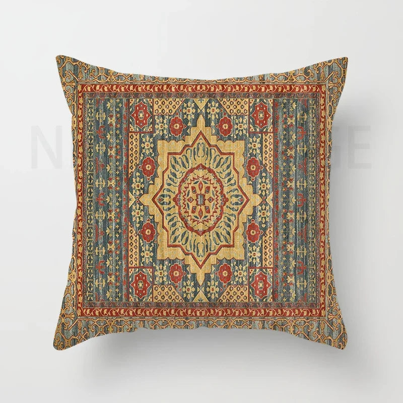 Red Moroccan ethnic style short plush pillowcase sofa cushion cover