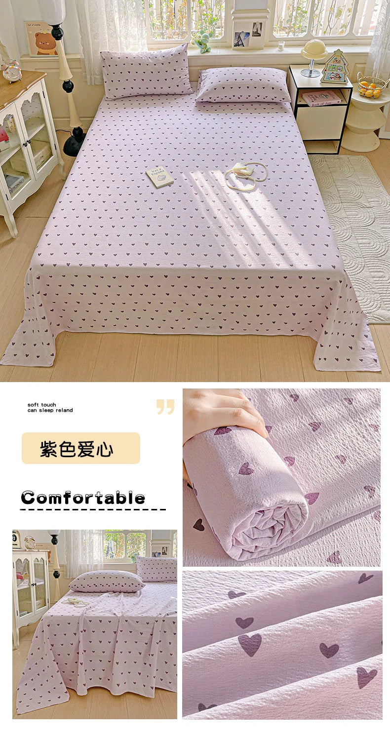 Bed Sheet High Quality Twin Double Queen King Bed Cover Sheets Pure Cotton Single Size Kids Bed Linen