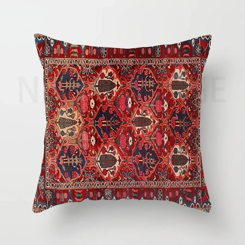 Red Moroccan ethnic style short plush pillowcase sofa cushion cover