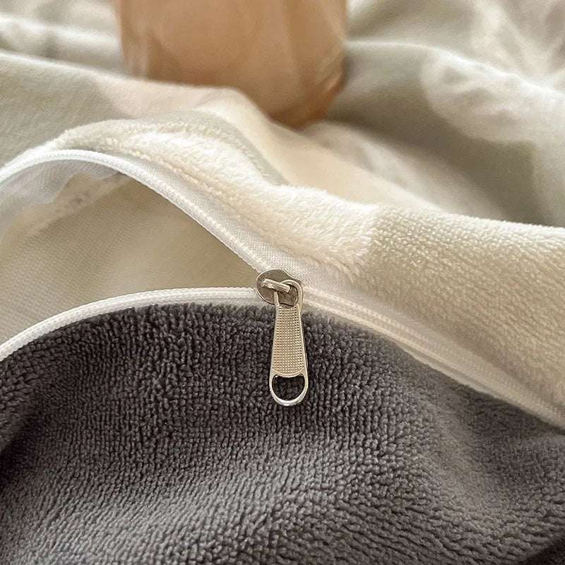 Four-piece Set Autumn and Winter Carved Coral Fleece Warm Quilt Cover Bedding