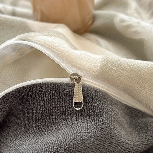 Four-piece Set Autumn and Winter Carved Coral Fleece Warm Quilt Cover Bedding