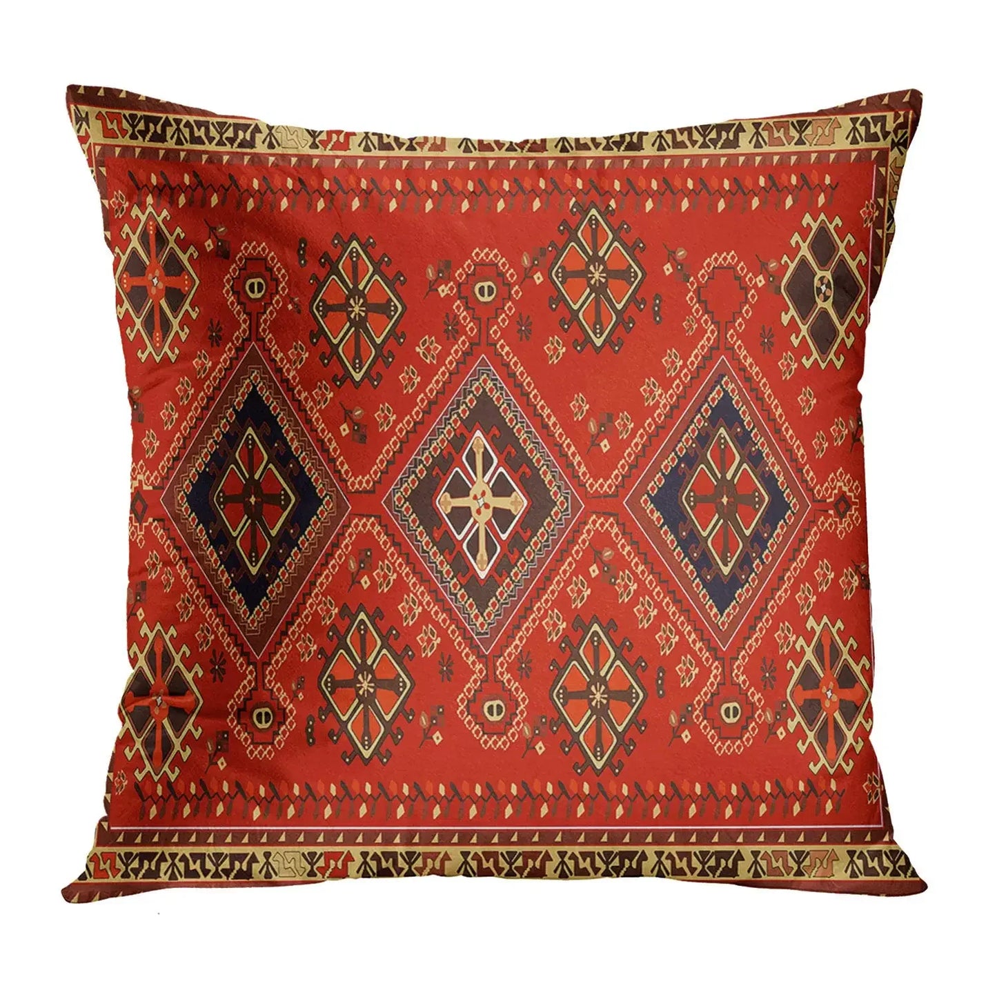 Red Moroccan ethnic style short plush pillowcase sofa cushion cover