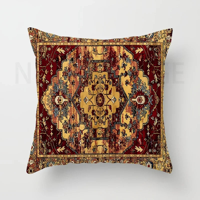 Red Moroccan ethnic style short plush pillowcase sofa cushion cover