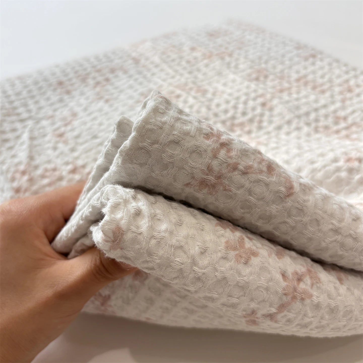 3PCS Waffle Floral Bed Sheets Set Cotton Fitted Sheet Non Slip Bedspread Mattress Cover Double Bed Sheet Christmas Gift Decor