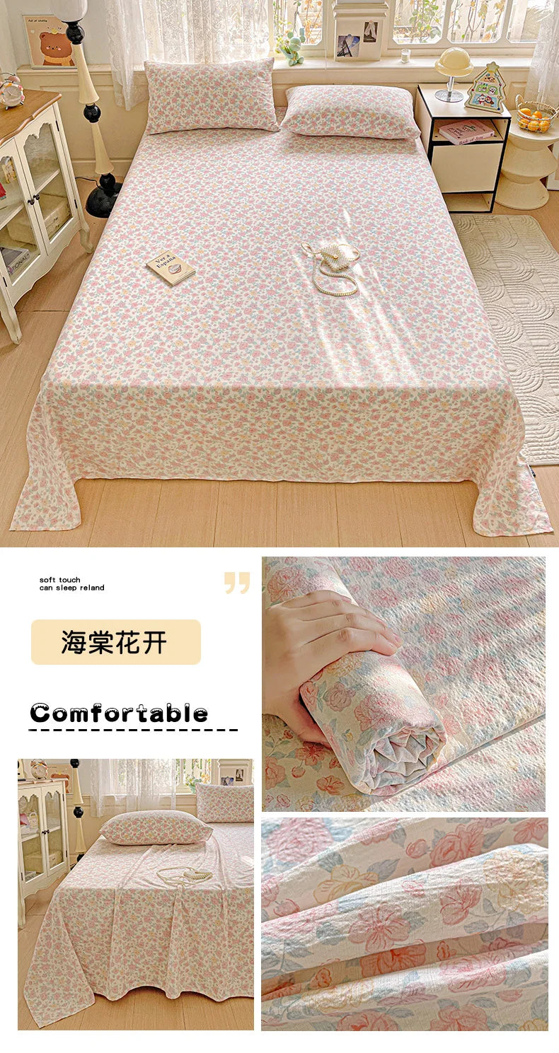 Bed Sheet High Quality Twin Double Queen King Bed Cover Sheets Pure Cotton Single Size Kids Bed Linen
