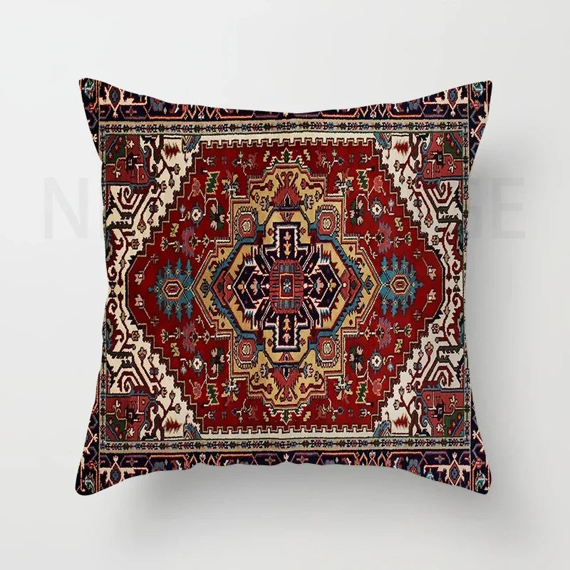 Red Moroccan ethnic style short plush pillowcase sofa cushion cover