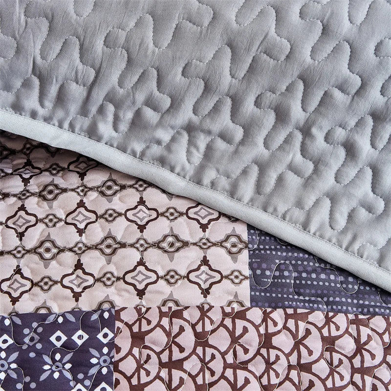 Quilted Bedspread Set,Soft Microfibe Bed Cover+Pillowcase,American Flower Patchwork,Mattress Topper Sheet King cama solteiro