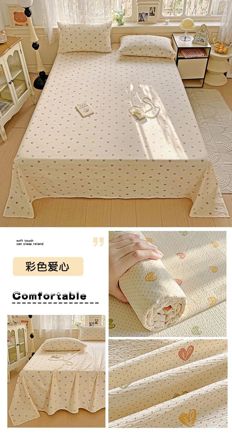 Bed Sheet High Quality Twin Double Queen King Bed Cover Sheets Pure Cotton Single Size Kids Bed Linen
