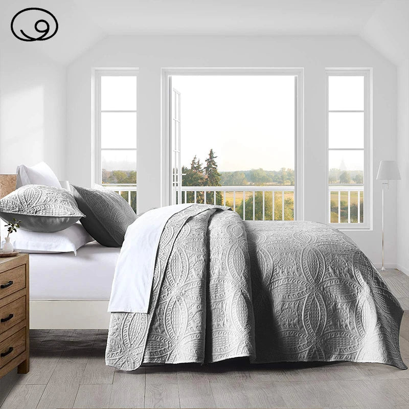 Cherryarn 2/3 Piece Piece Quilt Bedding Set, Lightweight Soft Quilt Bedspread Coverlet with Pillow Shams,Coin Pattern Quilt