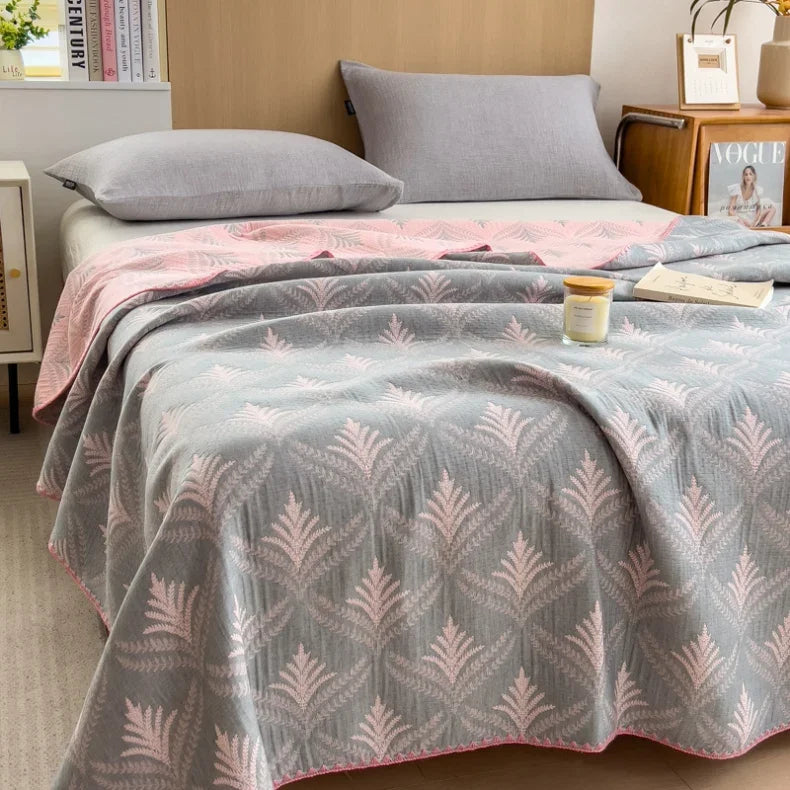 New cotton three-layer yarn towel quilt pure cotton office lunch break blanket sofa cover blanket shawl blanket Xia Liang quilt