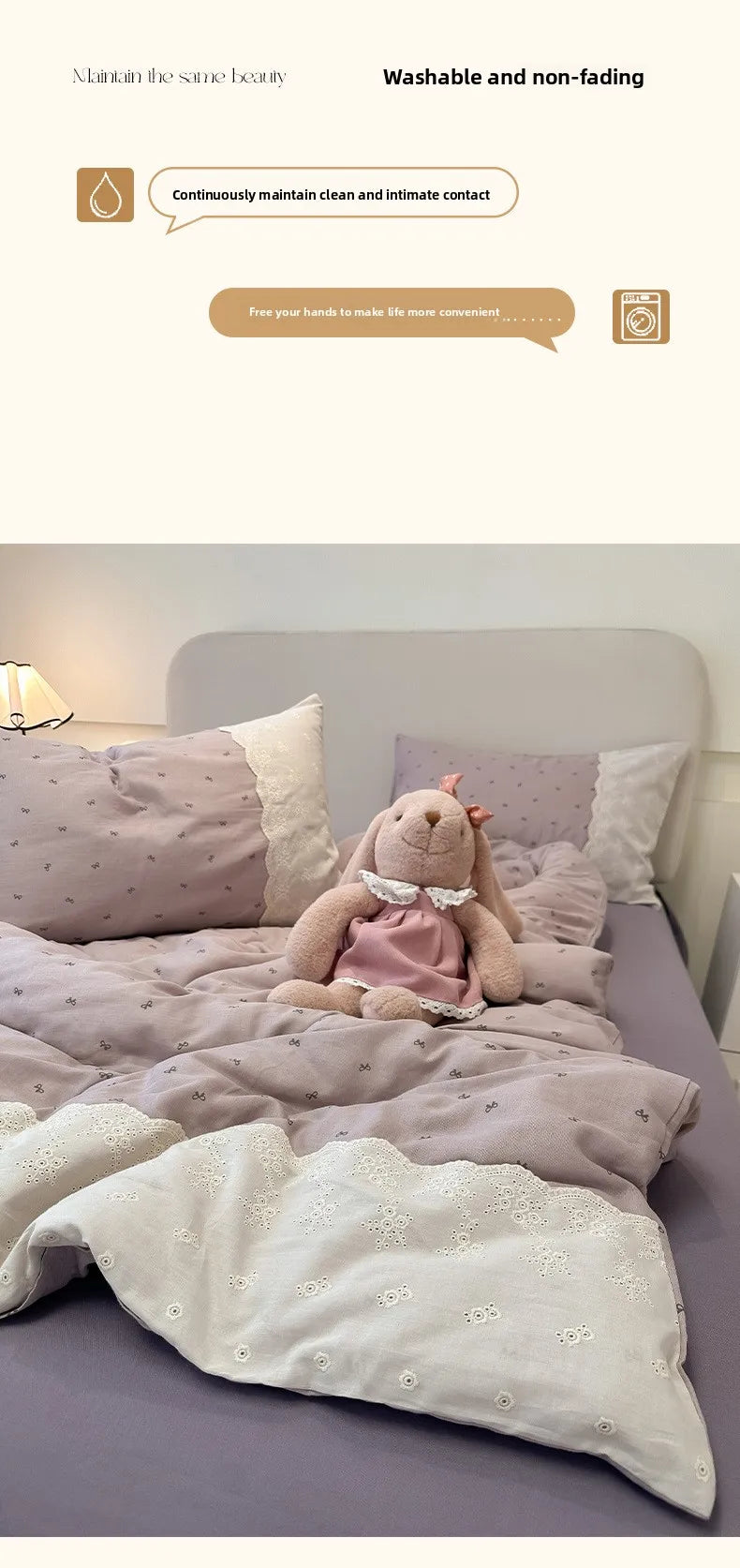 French Cotton Muslin Bedding Set Washed Double Layer Duvet Cover Bed Linen Summer Breathable Sheets Cozy Skin Friendly