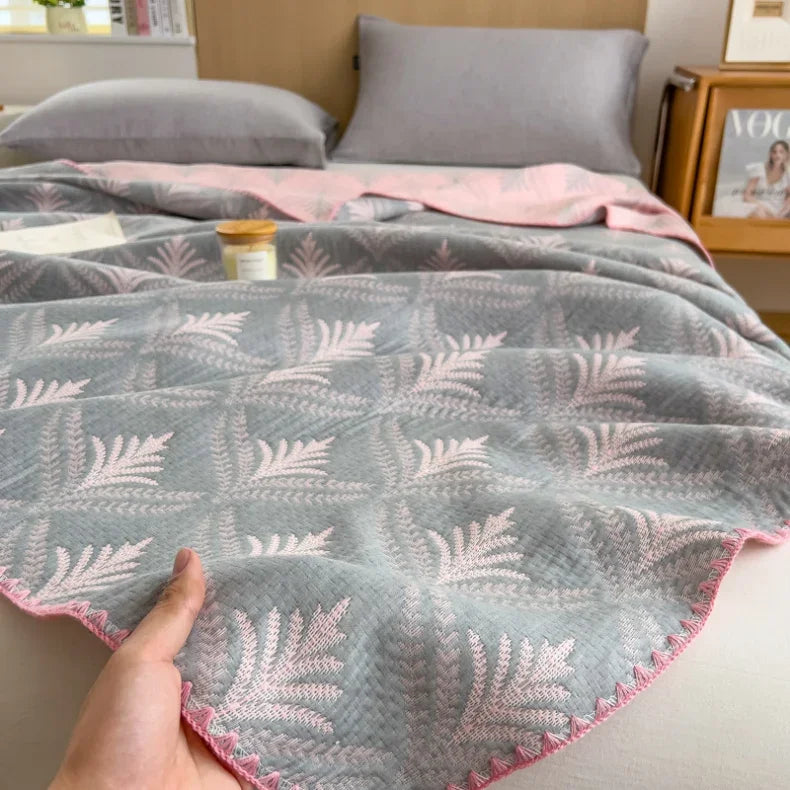 New cotton three-layer yarn towel quilt pure cotton office lunch break blanket sofa cover blanket shawl blanket Xia Liang quilt