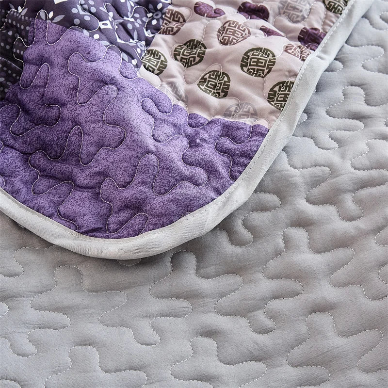 Quilted Bedspread Set,Soft Microfibe Bed Cover+Pillowcase,American Flower Patchwork,Mattress Topper Sheet King cama solteiro