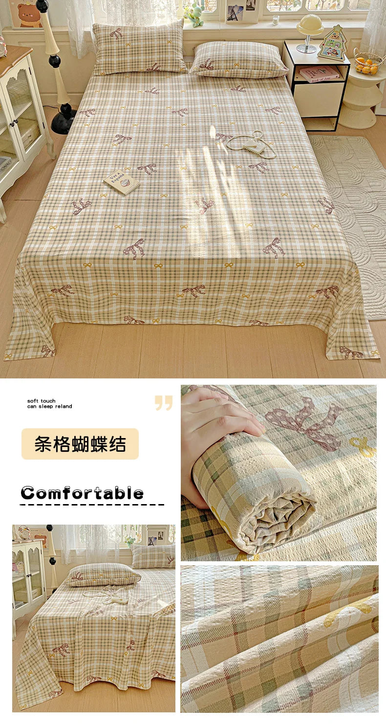 Bed Sheet High Quality Twin Double Queen King Bed Cover Sheets Pure Cotton Single Size Kids Bed Linen