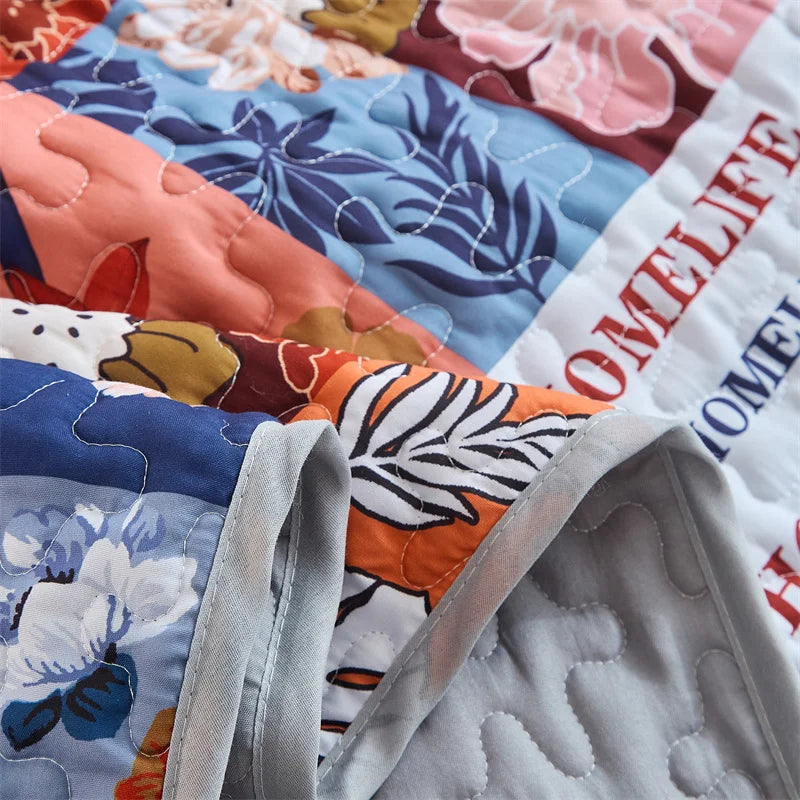 Quilted Bedspread Set,Soft Microfibe Bed Cover+Pillowcase,American Flower Patchwork,Mattress Topper Sheet King cama solteiro