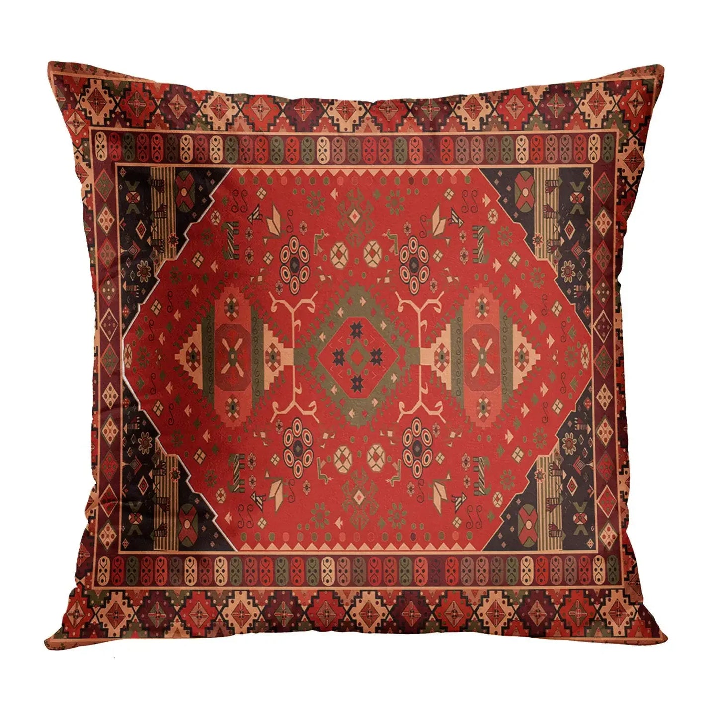 Red Moroccan ethnic style short plush pillowcase sofa cushion cover