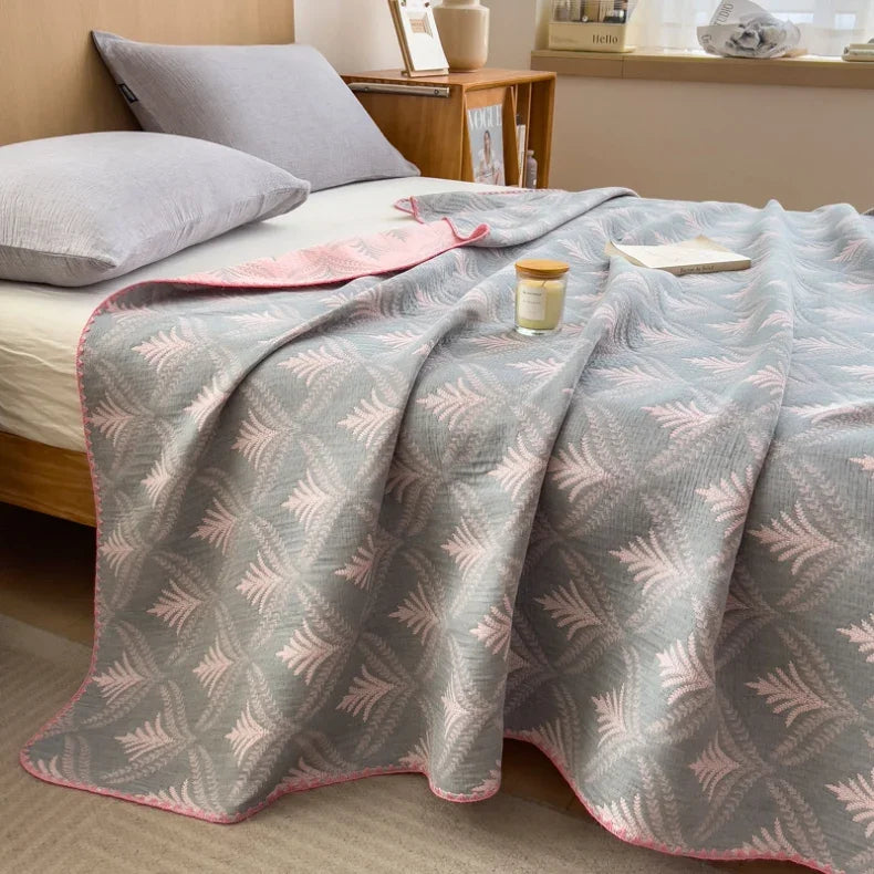 New cotton three-layer yarn towel quilt pure cotton office lunch break blanket sofa cover blanket shawl blanket Xia Liang quilt