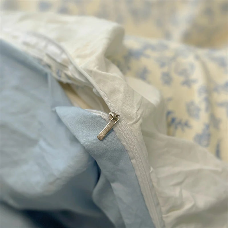 Korean Style Bedding Set with Pillowcase bed sheet Full Size Bed Linen Duvet Cover Set