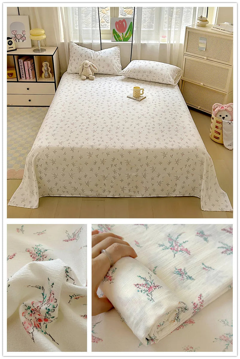 Flower Print Bed Sheet Single/Double/Queen/King Size Flat Sheets Adults Kids Room Soft Bed Linen sabanas (Pillowcase Need Order)