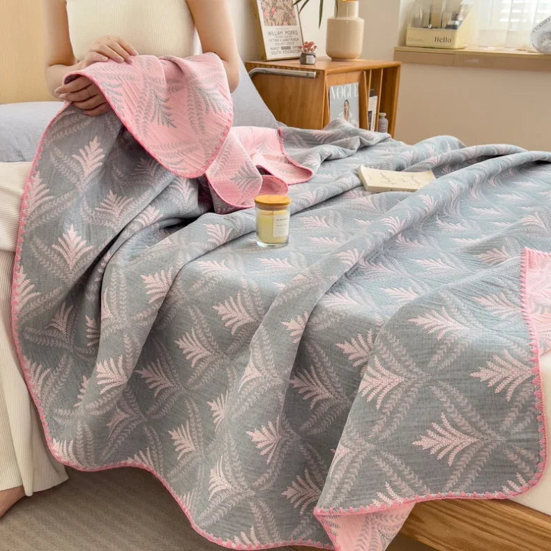 New cotton three-layer yarn towel quilt pure cotton office lunch break blanket sofa cover blanket shawl blanket Xia Liang quilt