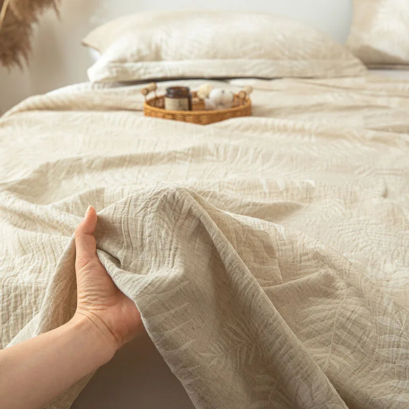 Luxury Cotton and Linen Bed Sheet Sets High Quality Skin Friendly Flat Sheet 2 Pillowcases for All Seasons Queen King Bedclothes