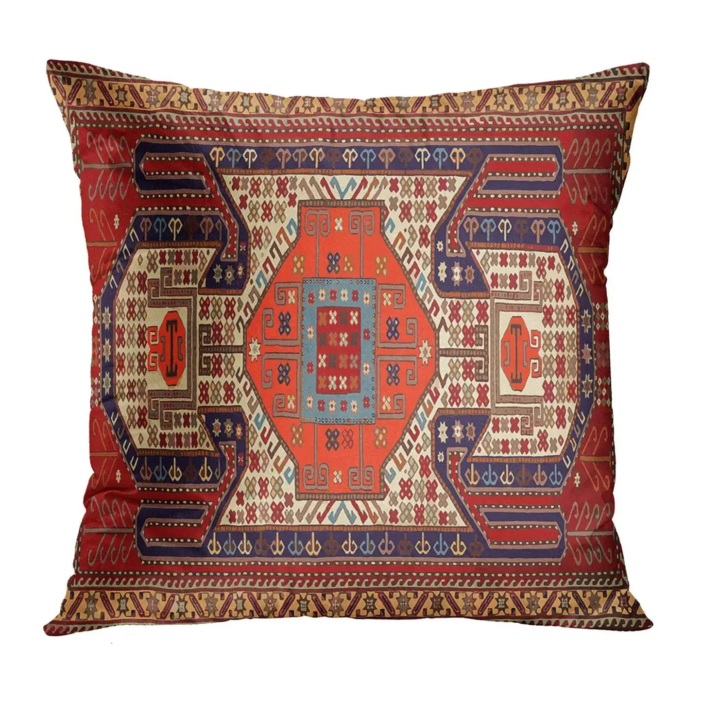 Red Moroccan ethnic style short plush pillowcase sofa cushion cover