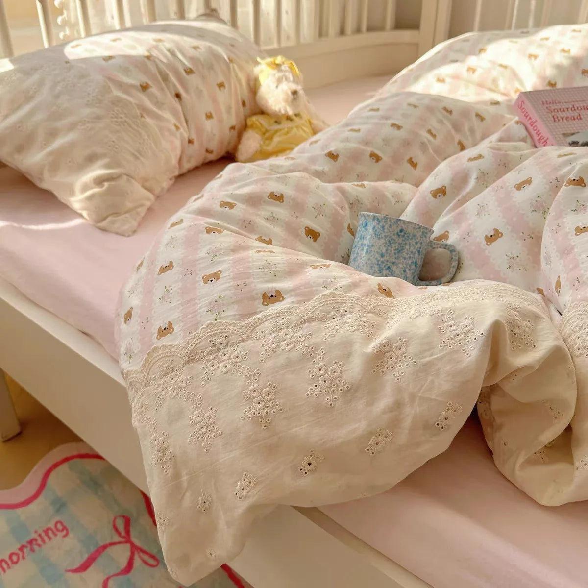 French Cotton Muslin Bedding Set Washed Double Layer Duvet Cover Bed Linen Summer Breathable Sheets Cozy Skin Friendly