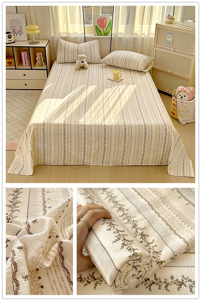 Flower Print Bed Sheet Single/Double/Queen/King Size Flat Sheets Adults Kids Room Soft Bed Linen sabanas (Pillowcase Need Order)