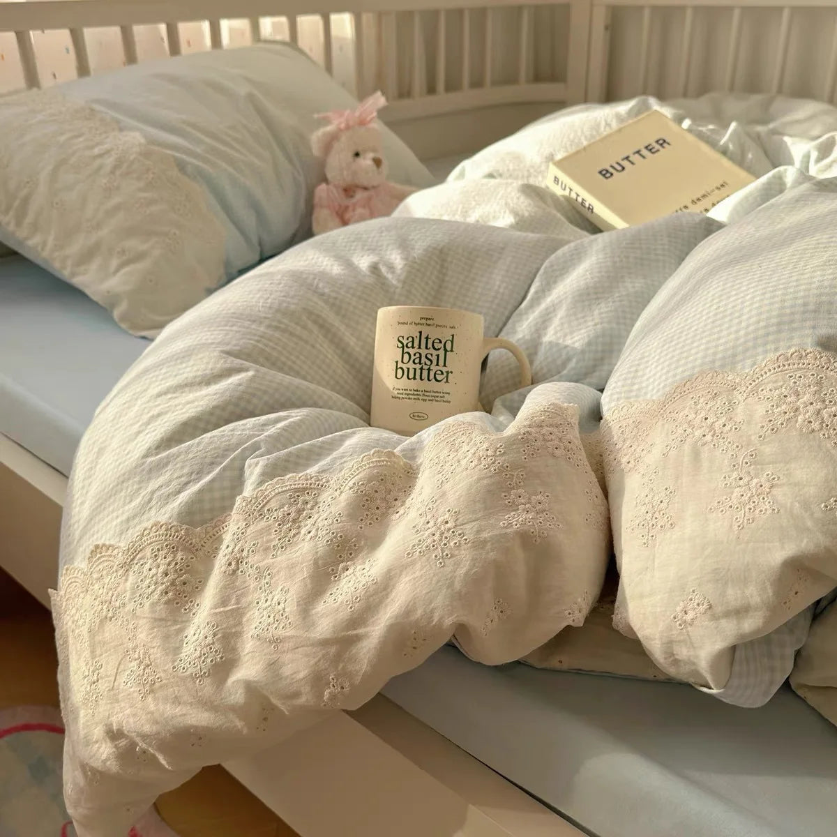 French Cotton Muslin Bedding Set Washed Double Layer Duvet Cover Bed Linen Summer Breathable Sheets Cozy Skin Friendly