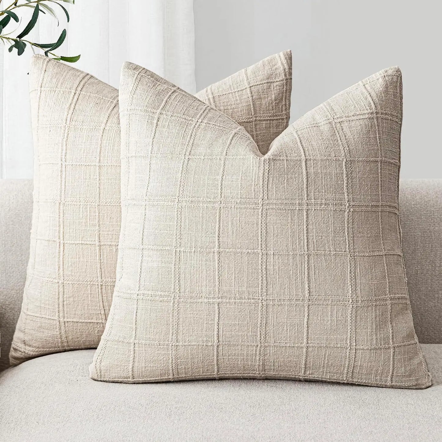 Square Cushion Cover Boho Linen