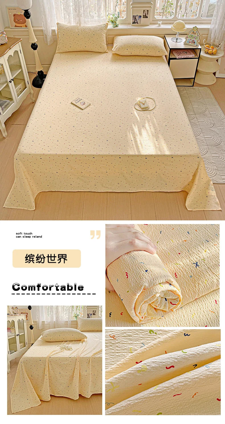 Bed Sheet High Quality Twin Double Queen King Bed Cover Sheets Pure Cotton Single Size Kids Bed Linen