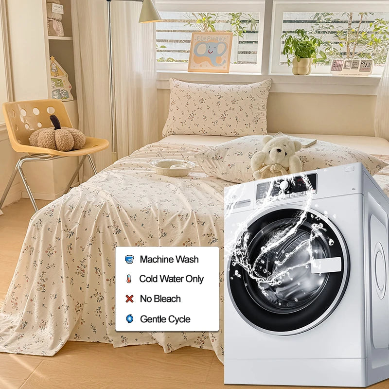 Double-Layer Weave Ultra-Soft Breathable Bed Flat Sheet 1Pc (No Pillowcase) Home Bed Linen Sheet Bedsheets for Single/Couple