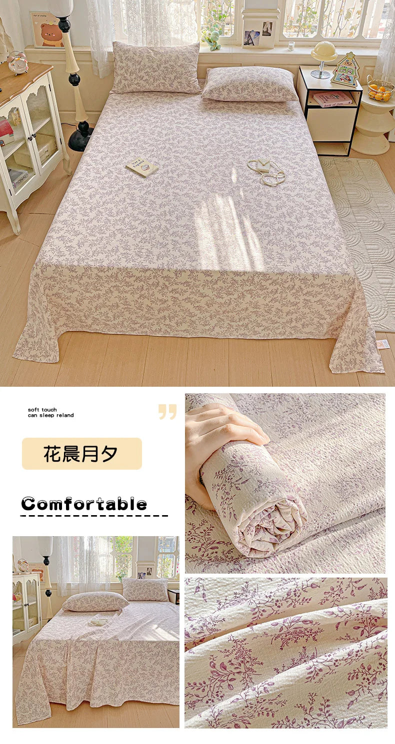 Bed Sheet High Quality Twin Double Queen King Bed Cover Sheets Pure Cotton Single Size Kids Bed Linen