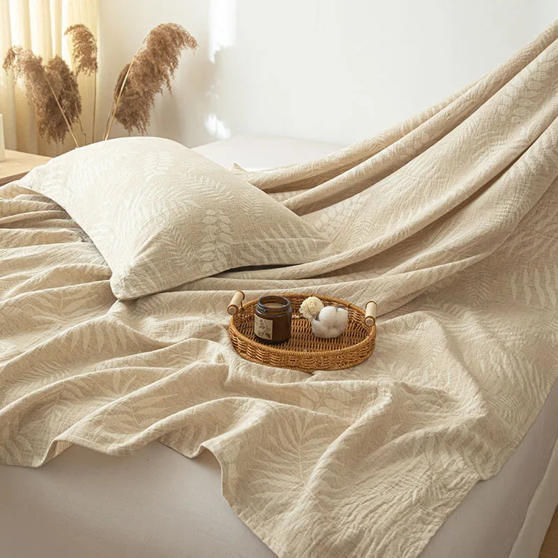 Luxury Cotton and Linen Bed Sheet Sets High Quality Skin Friendly Flat Sheet 2 Pillowcases for All Seasons Queen King Bedclothes